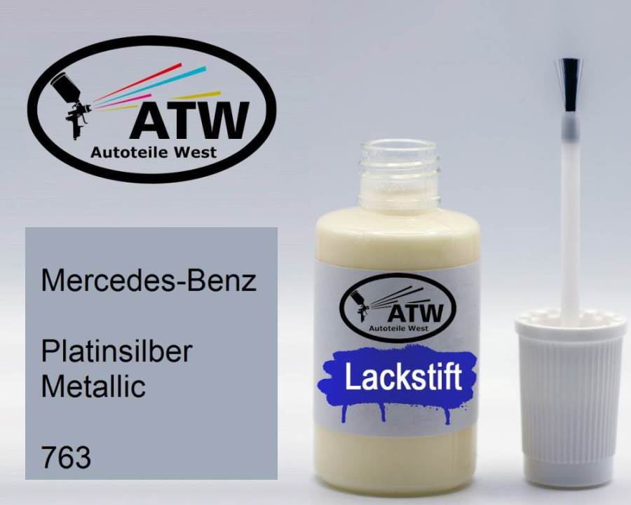 Mercedes-Benz, Platinsilber Metallic, 763: 20ml Lackstift, von ATW Autoteile West.